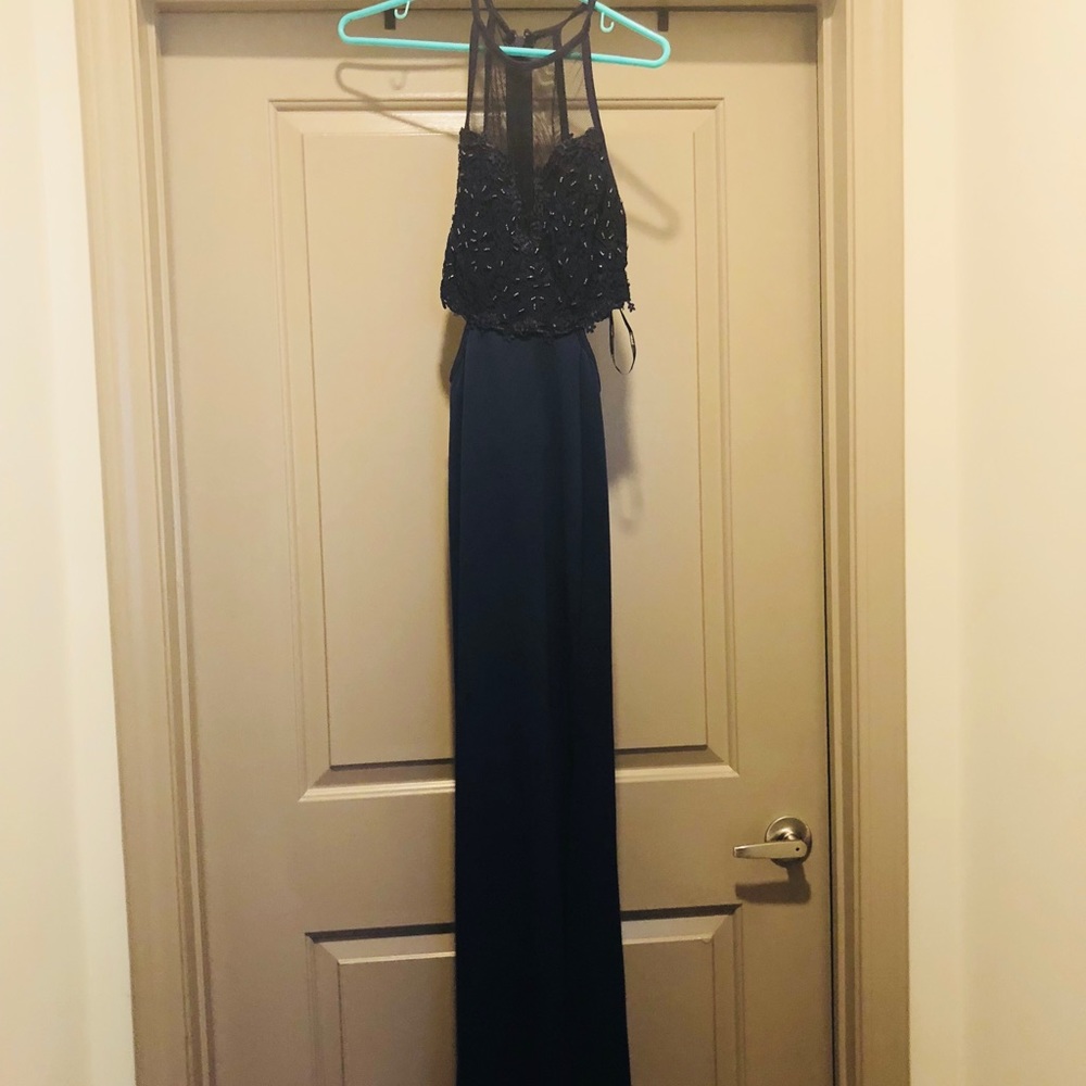 Navy Blue Beaded Gown
